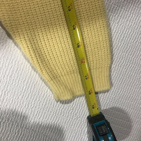 Vintage Women's Medium Large Yellow V Neck Sweater Dress - Picture 13 of 13